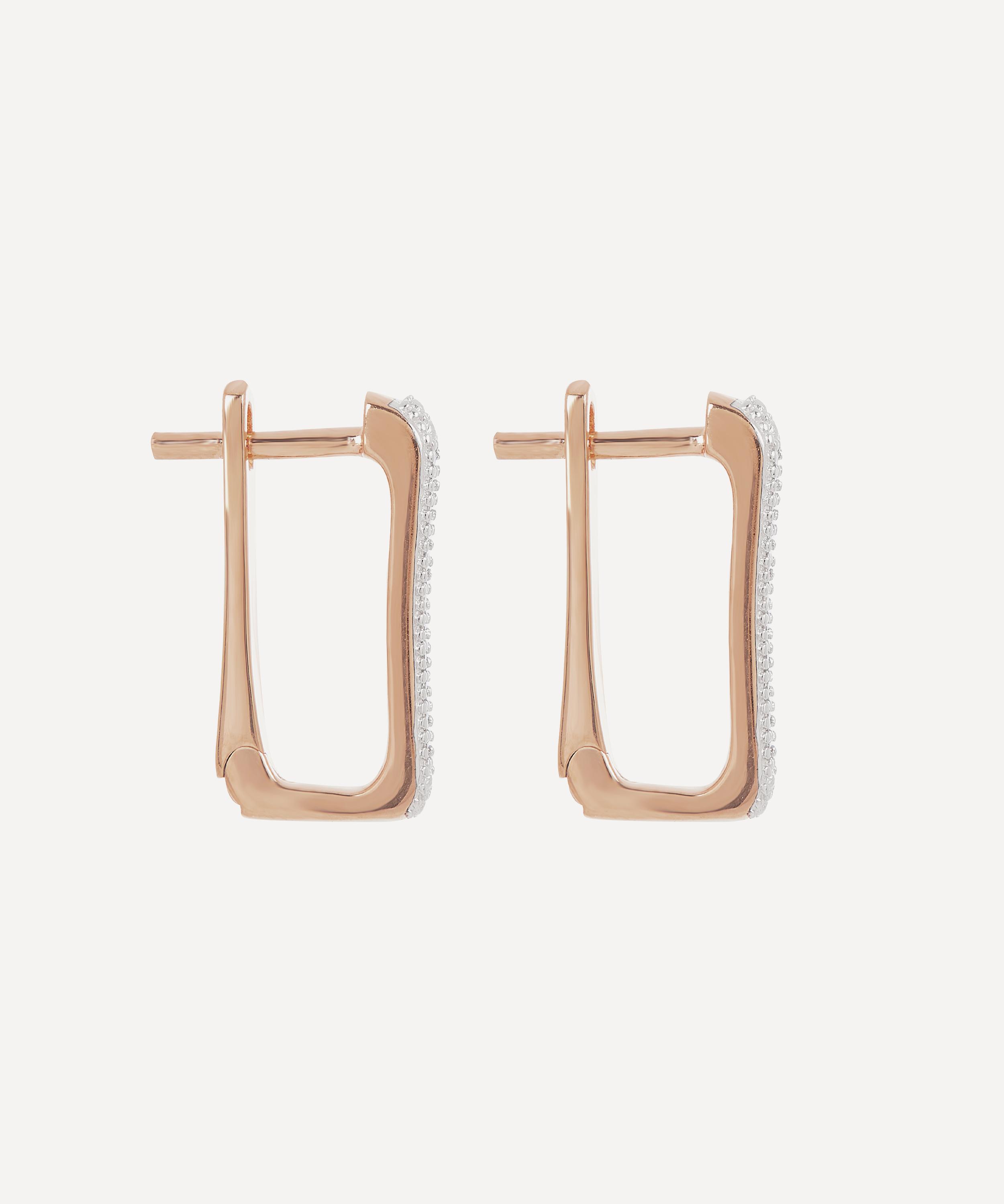 Monica Vinader - Rose Gold Plated Vermeil Silver Alta Capture Diamond Huggie Hoop Earrings image number 2