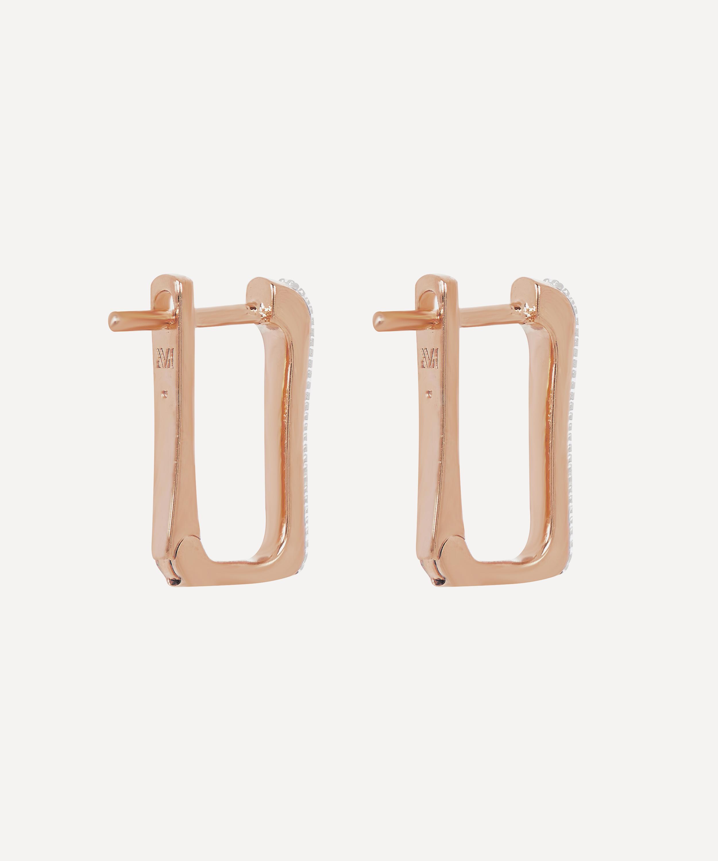 Monica Vinader - Rose Gold Plated Vermeil Silver Alta Capture Diamond Huggie Hoop Earrings image number 3