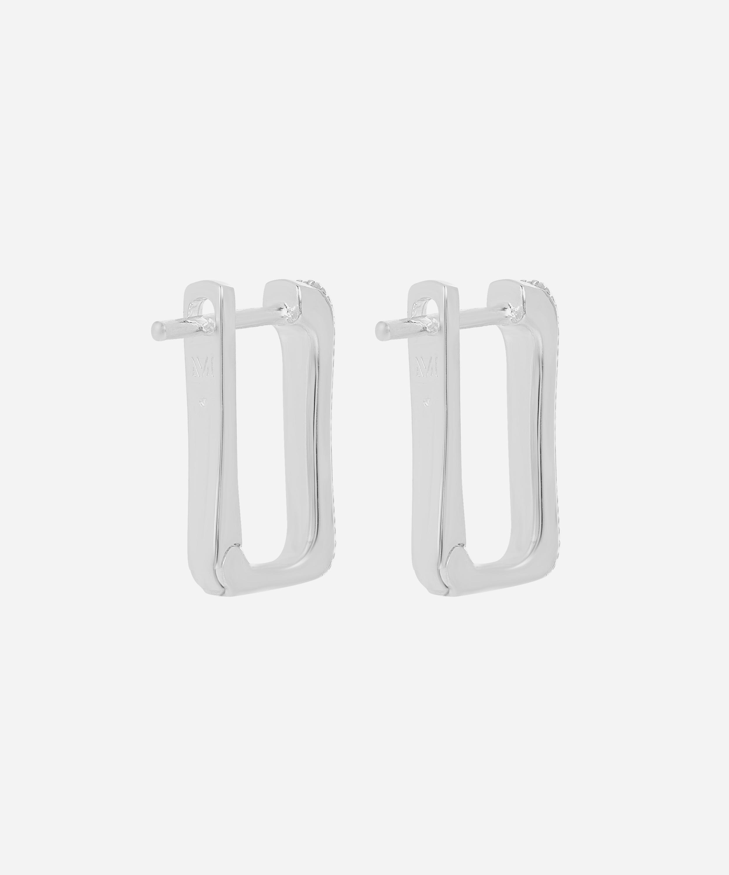 Monica Vinader - Silver Alta Capture Diamond Huggie Hoop Earrings image number 3