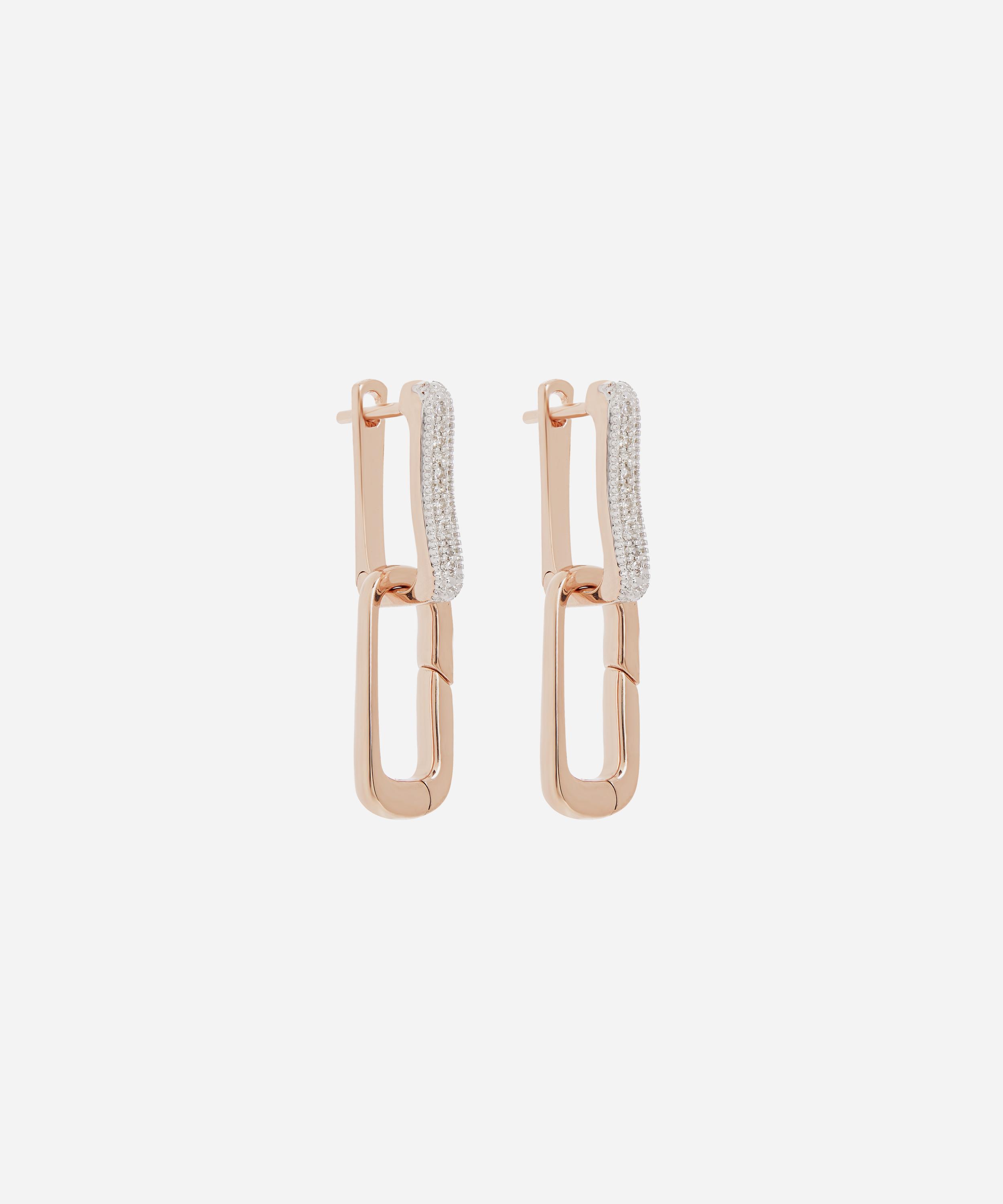 Monica Vinader Rose Gold Plated Vermeil Silver Alta Capture Charm Diamond Drop Earrings In Rose Gold