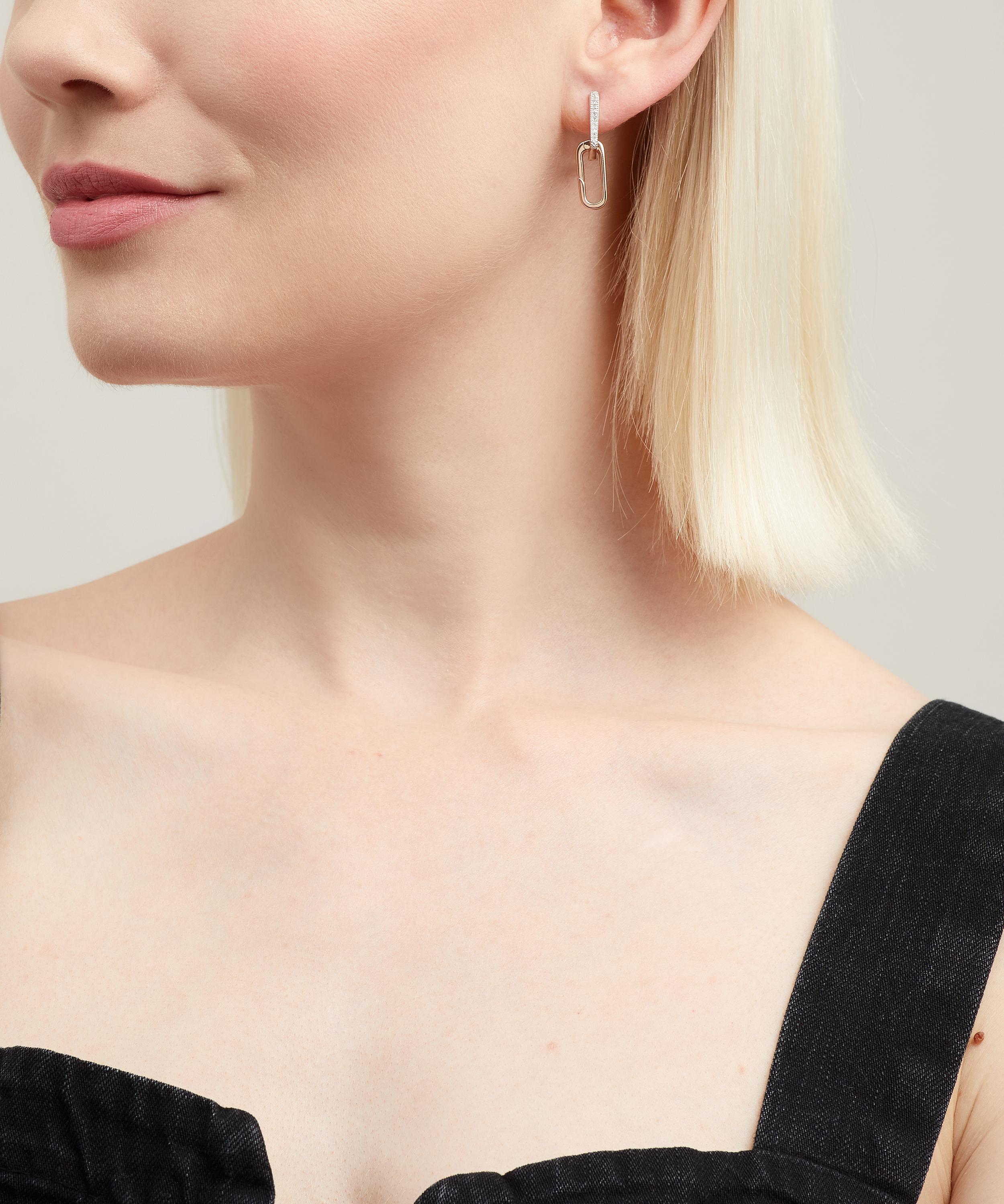Monica Vinader Rose Gold Plated Vermeil Silver Alta Capture Charm Diamond Drop Earrings In Rose Gold