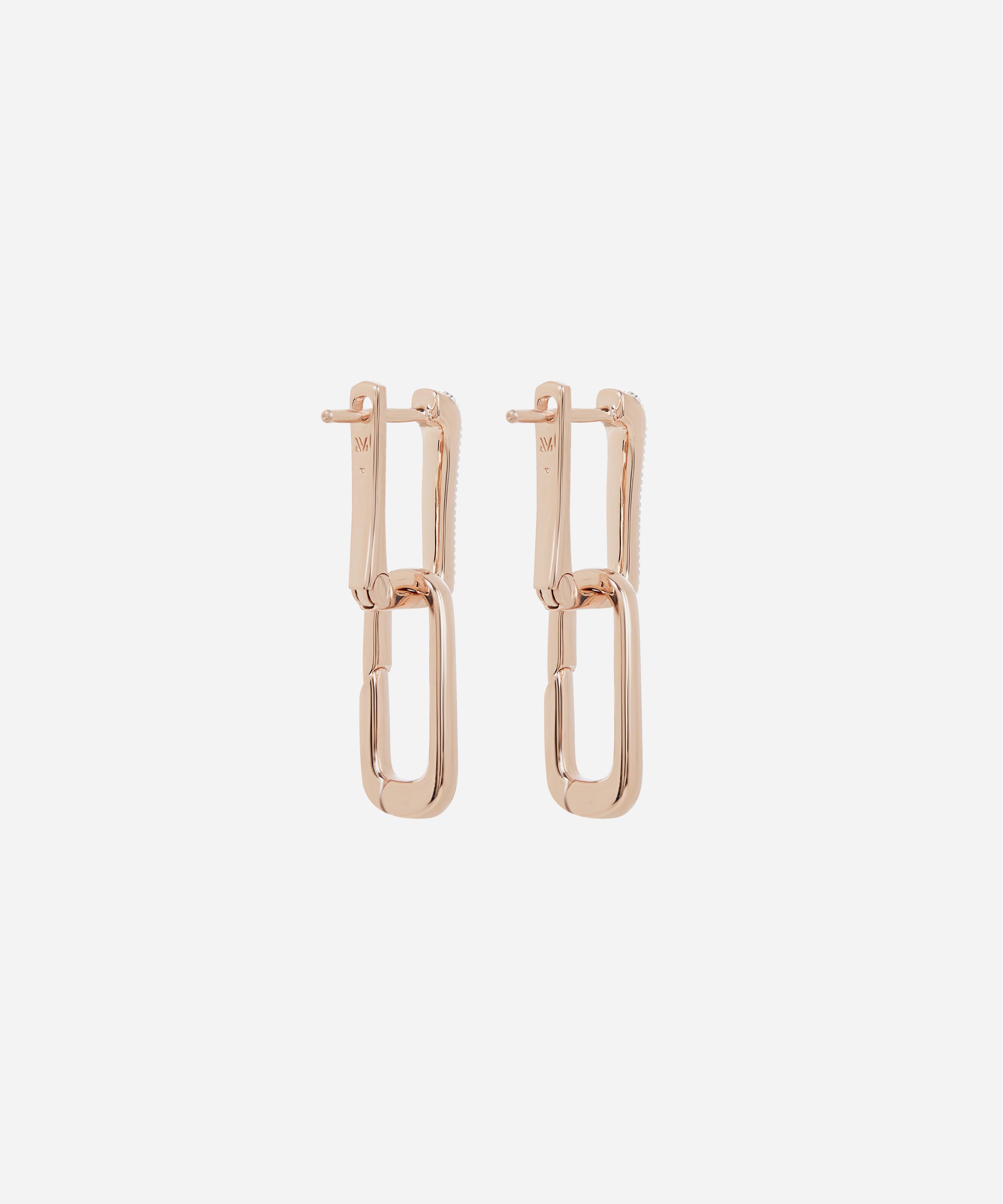 Monica Vinader Rose Gold Plated Vermeil Silver Alta Capture Charm Diamond Drop Earrings In Rose Gold
