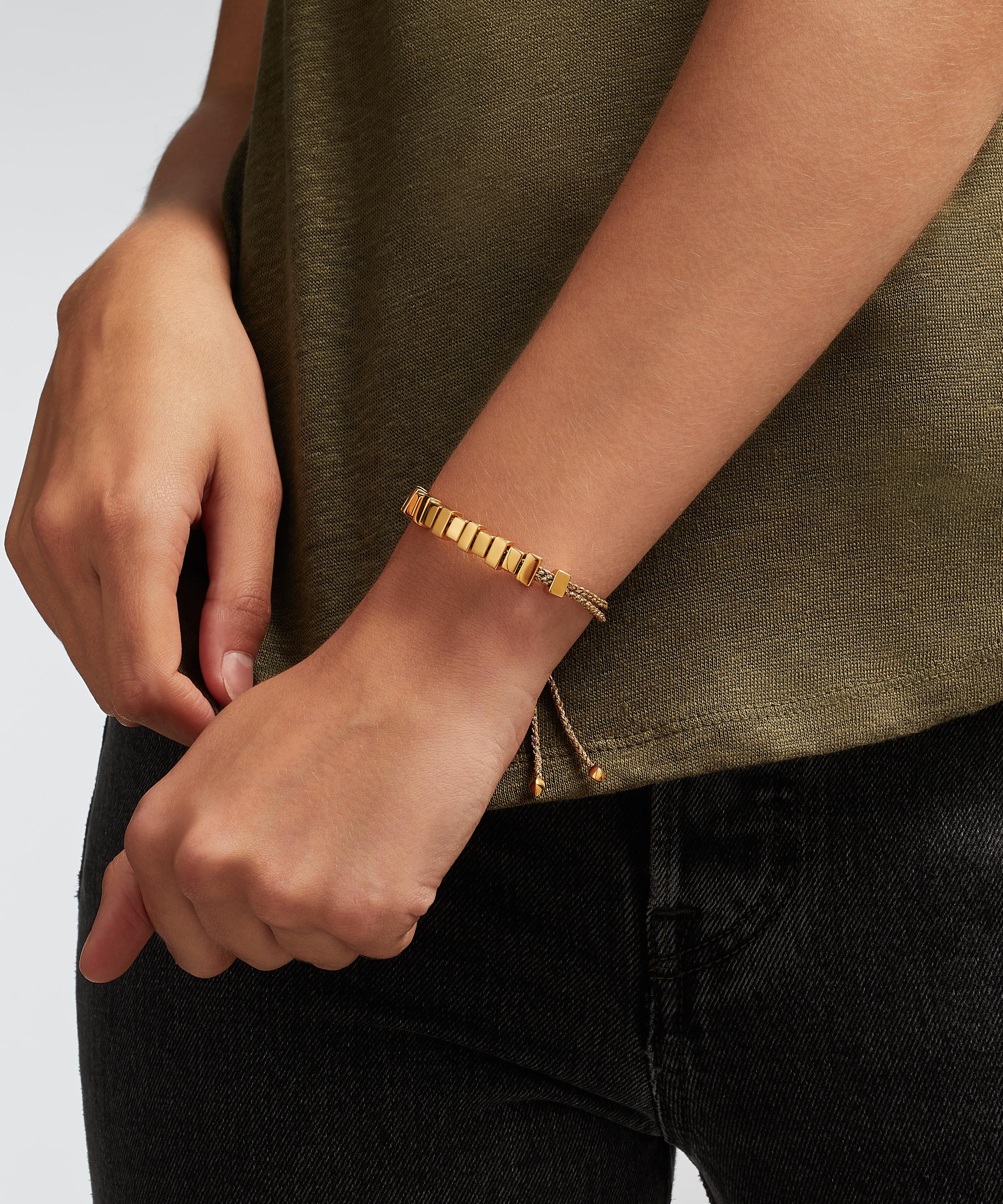 Monica Vinader Gold Plated Vermeil Silver Linear Ingot Cord Friendship  Bracelet | Liberty