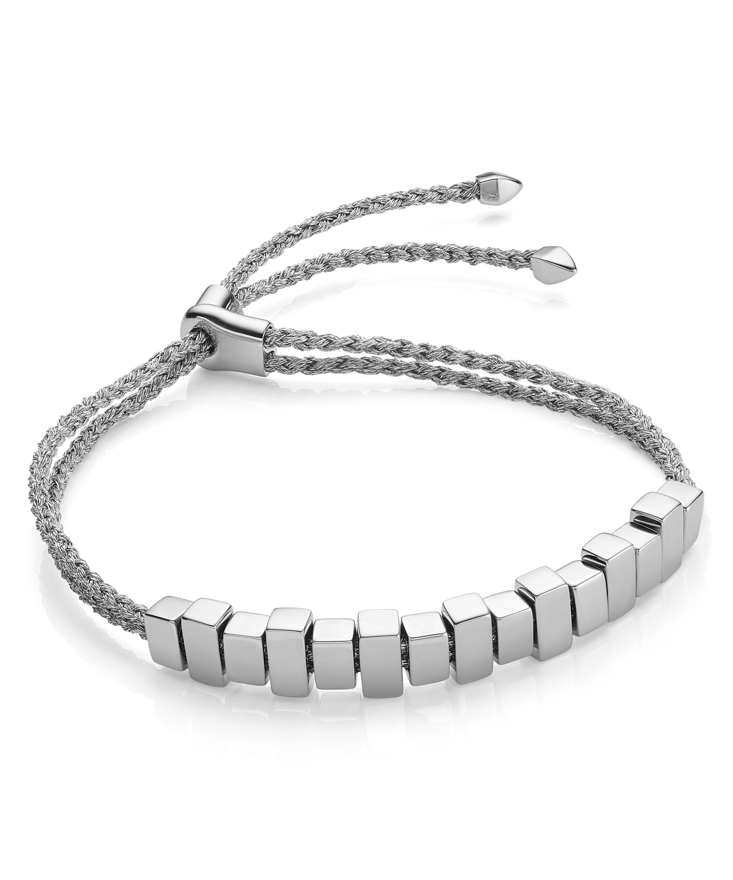 Monica Vinader - Silver Linear Ingot Cord Friendship Bracelet image number 0