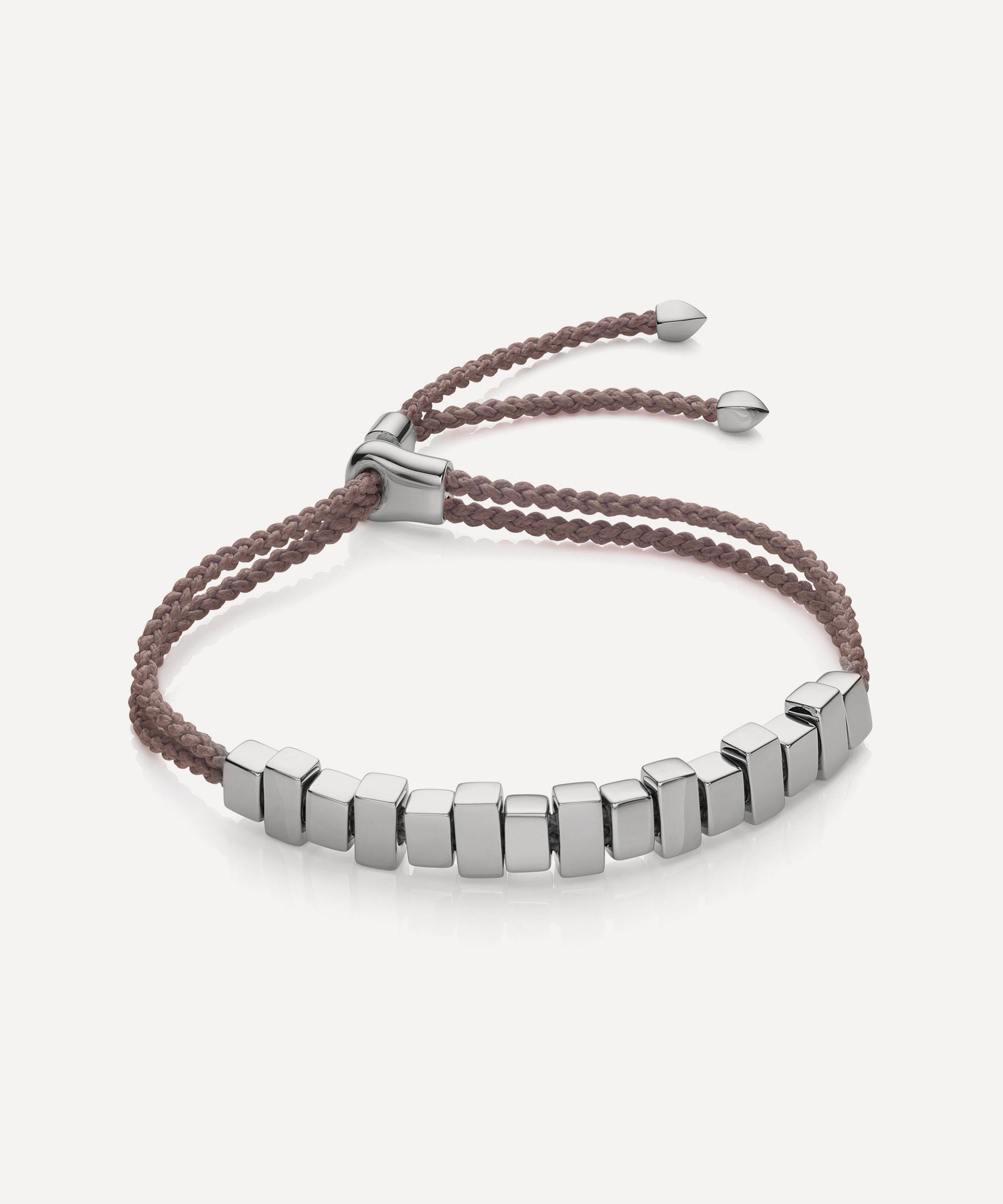 Monica Vinader - Silver Linear Ingot Cord Friendship Bracelet image number 0
