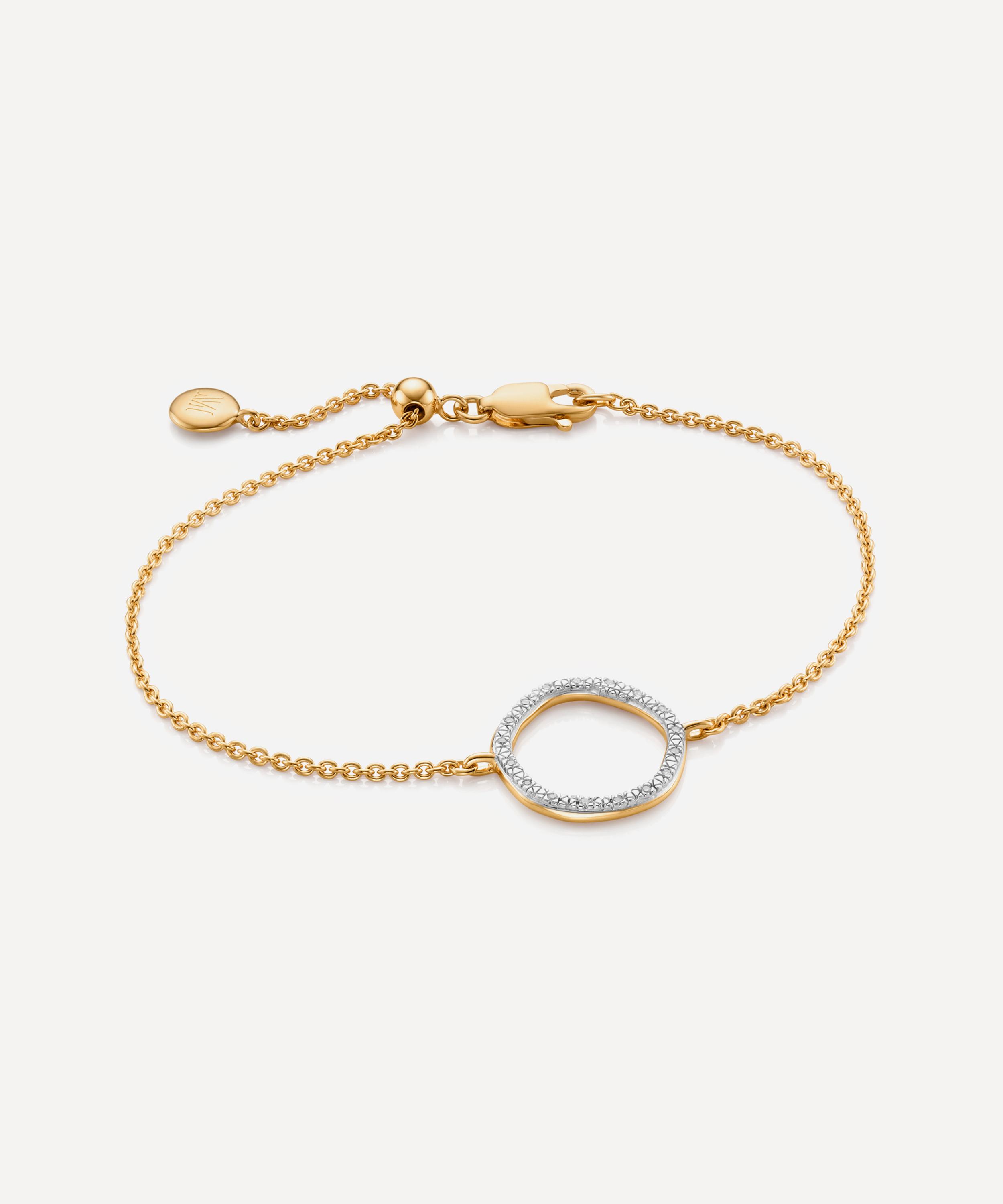 Monica Vinader - Gold Plated Vermeil Silver Riva Diamond Circle Bracelet image number 0