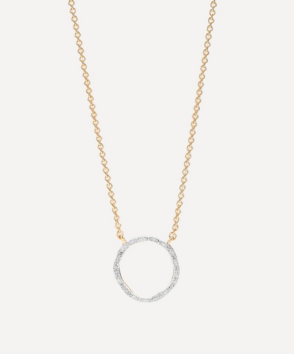 Monica Vinader - Gold Plated Vermeil Silver Riva Diamond Circle Pendant Necklace image number null