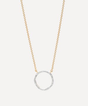 Monica Vinader - Gold Plated Vermeil Silver Riva Diamond Circle Pendant Necklace image number 0