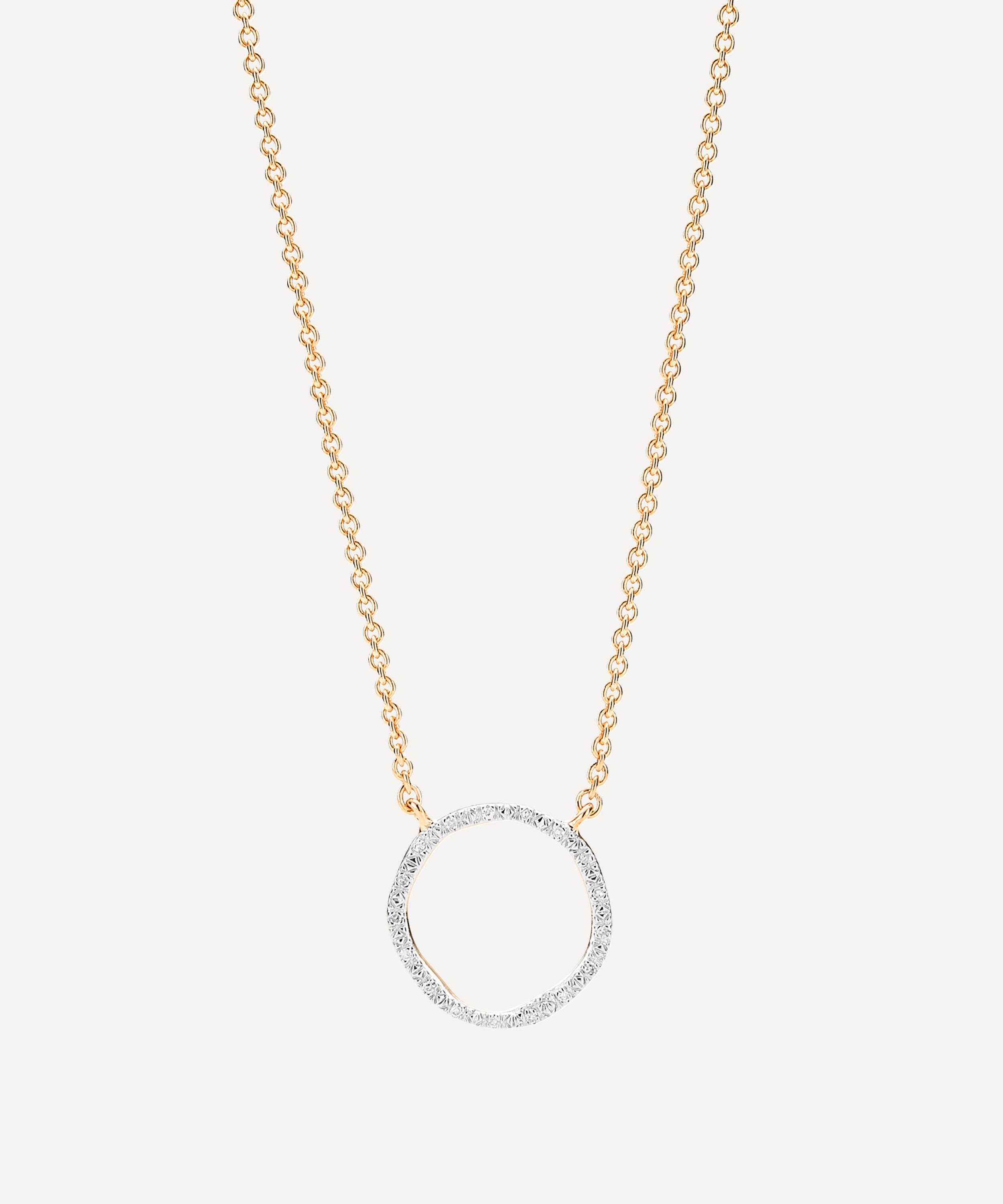 Monica Vinader - Gold Plated Vermeil Silver Riva Diamond Circle Pendant Necklace image number 0