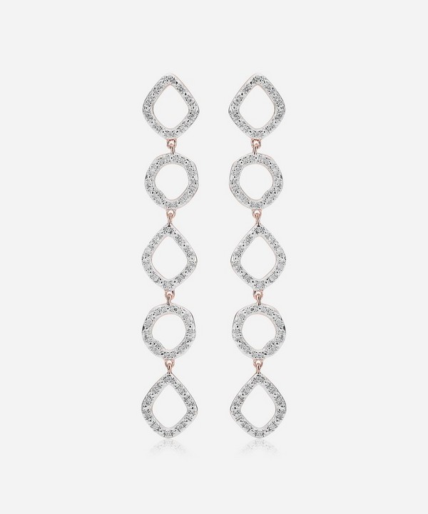 Monica Vinader - Rose Gold Plated Vermeil Silver Riva Mini Diamond Cluster Cocktail Earrings image number null