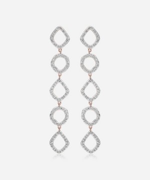 Monica Vinader - Rose Gold Plated Vermeil Silver Riva Mini Diamond Cluster Cocktail Earrings image number 0