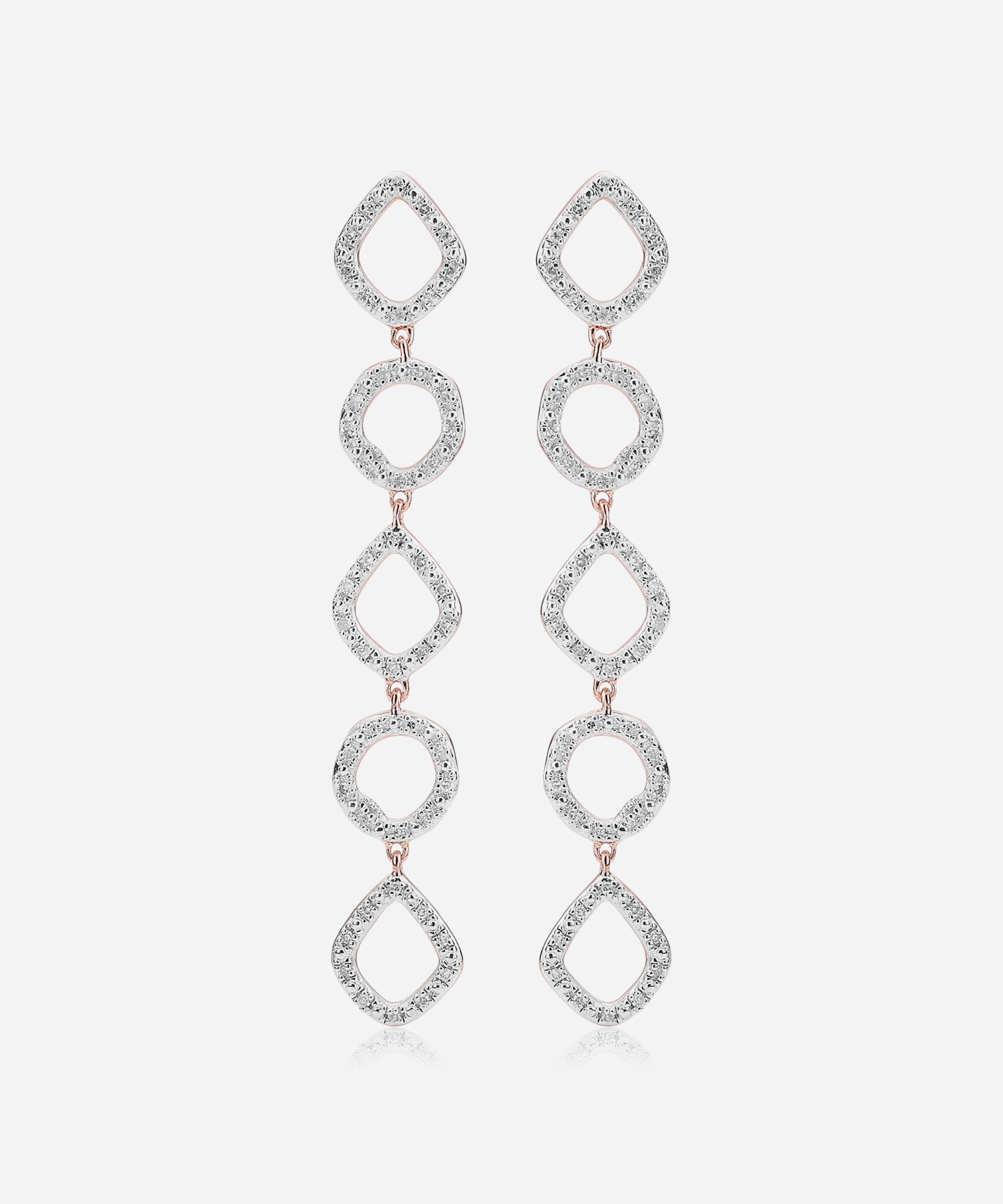 Monica Vinader - Rose Gold Plated Vermeil Silver Riva Mini Diamond Cluster Cocktail Earrings image number 0