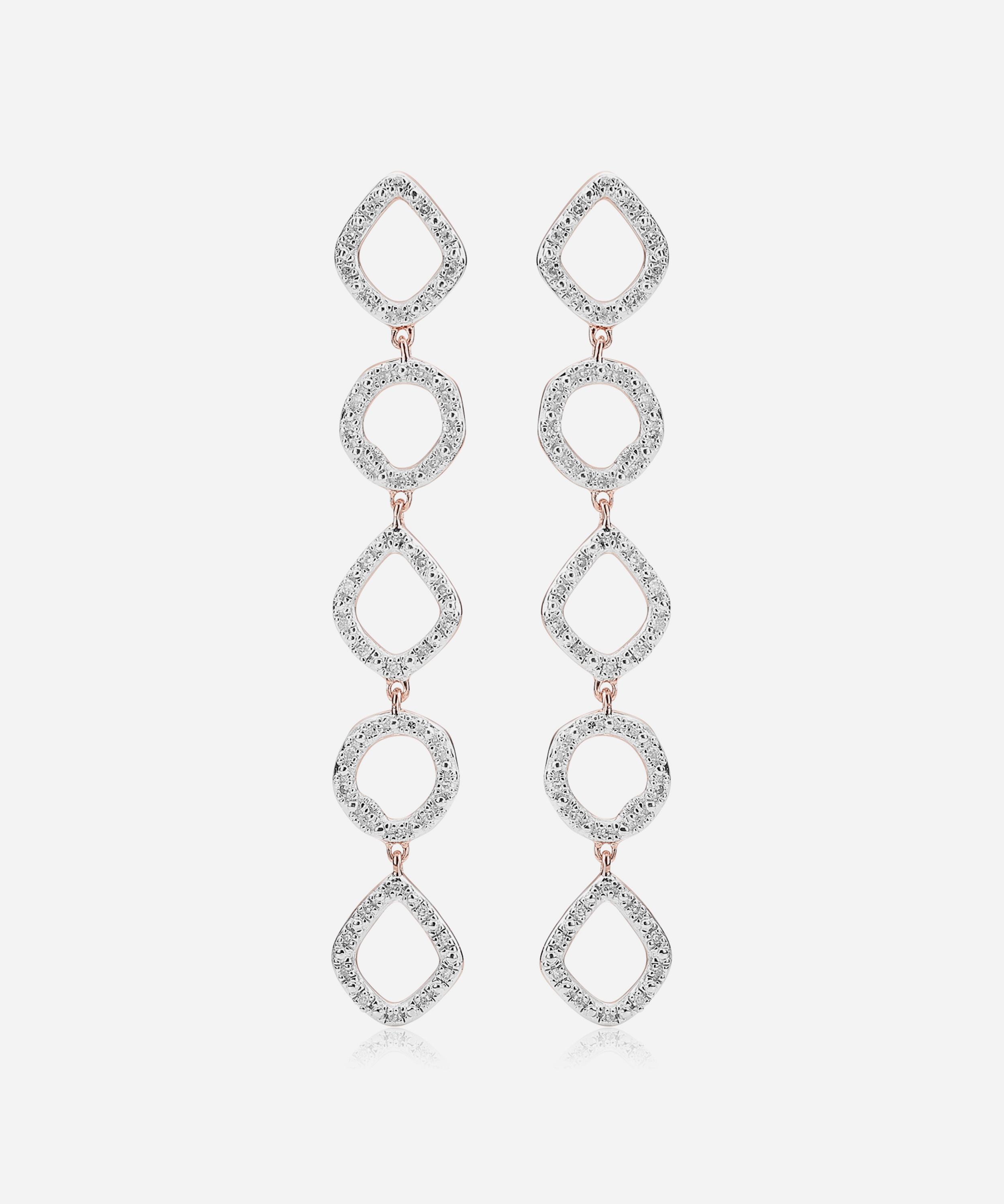 Monica Vinader - Rose Gold Plated Vermeil Silver Riva Mini Diamond Cluster Cocktail Earrings image number 0