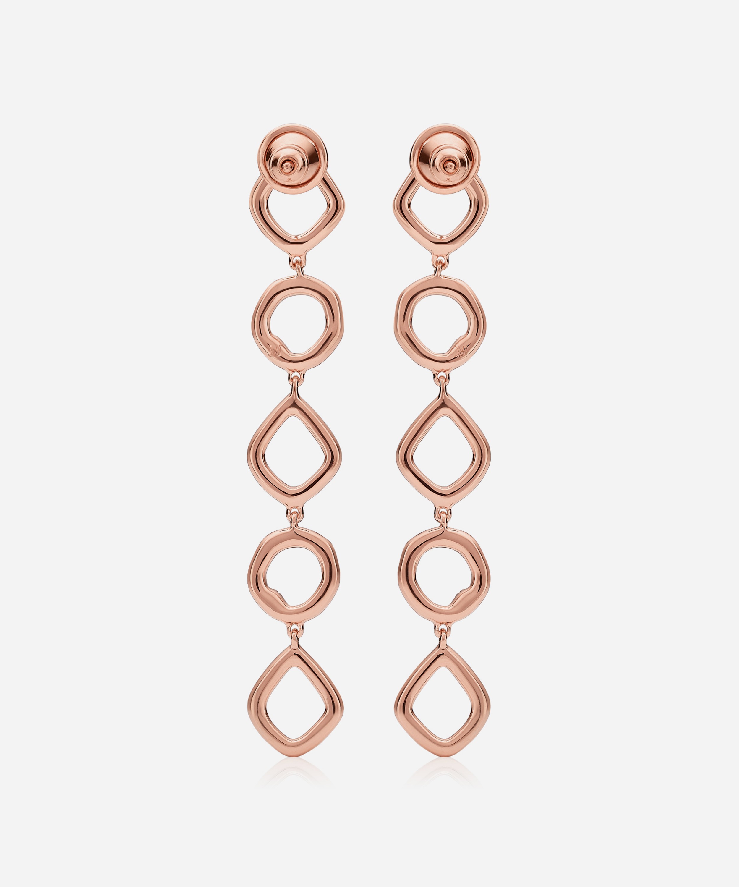 Monica Vinader - Rose Gold Plated Vermeil Silver Riva Mini Diamond Cluster Cocktail Earrings image number 2