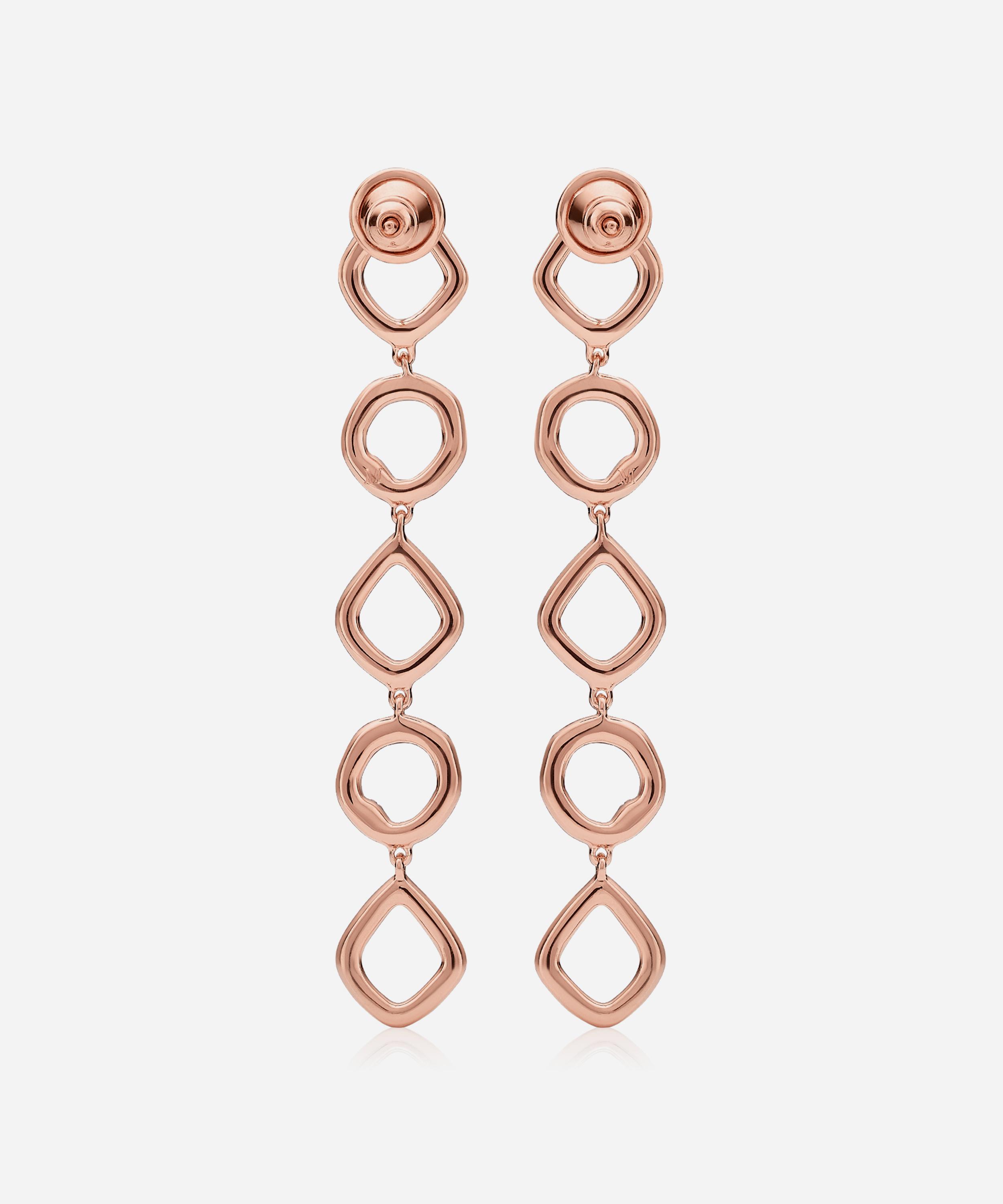 Monica Vinader - Rose Gold Plated Vermeil Silver Riva Mini Diamond Cluster Cocktail Earrings image number 2