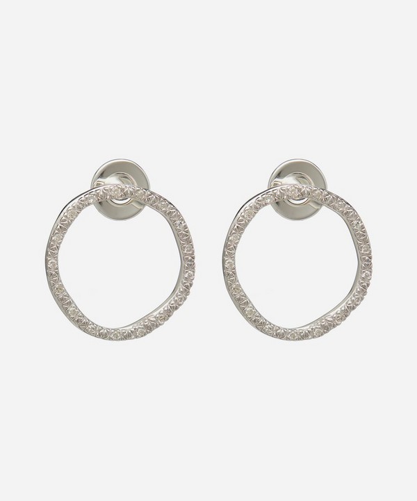 Monica Vinader - Silver Riva Large Diamond Circle Stud Earrings image number null