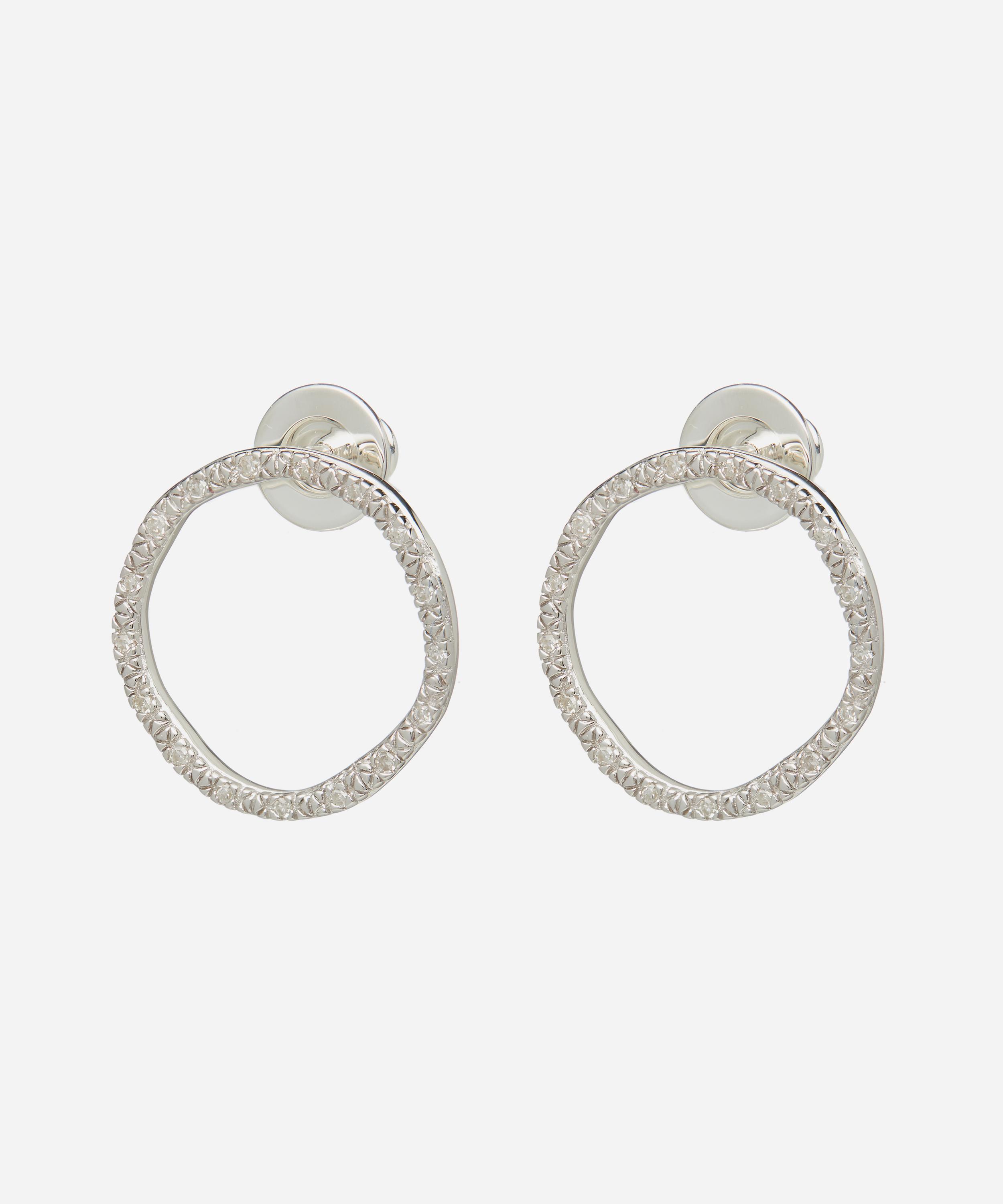 Monica Vinader Silver Riva Large Diamond Circle Stud