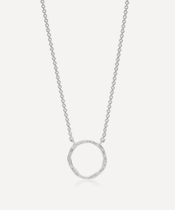 Monica Vinader - Silver Riva Diamond Circle Pendant Necklace image number null