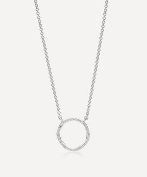 Monica Vinader - Silver Riva Diamond Circle Pendant Necklace image number 0