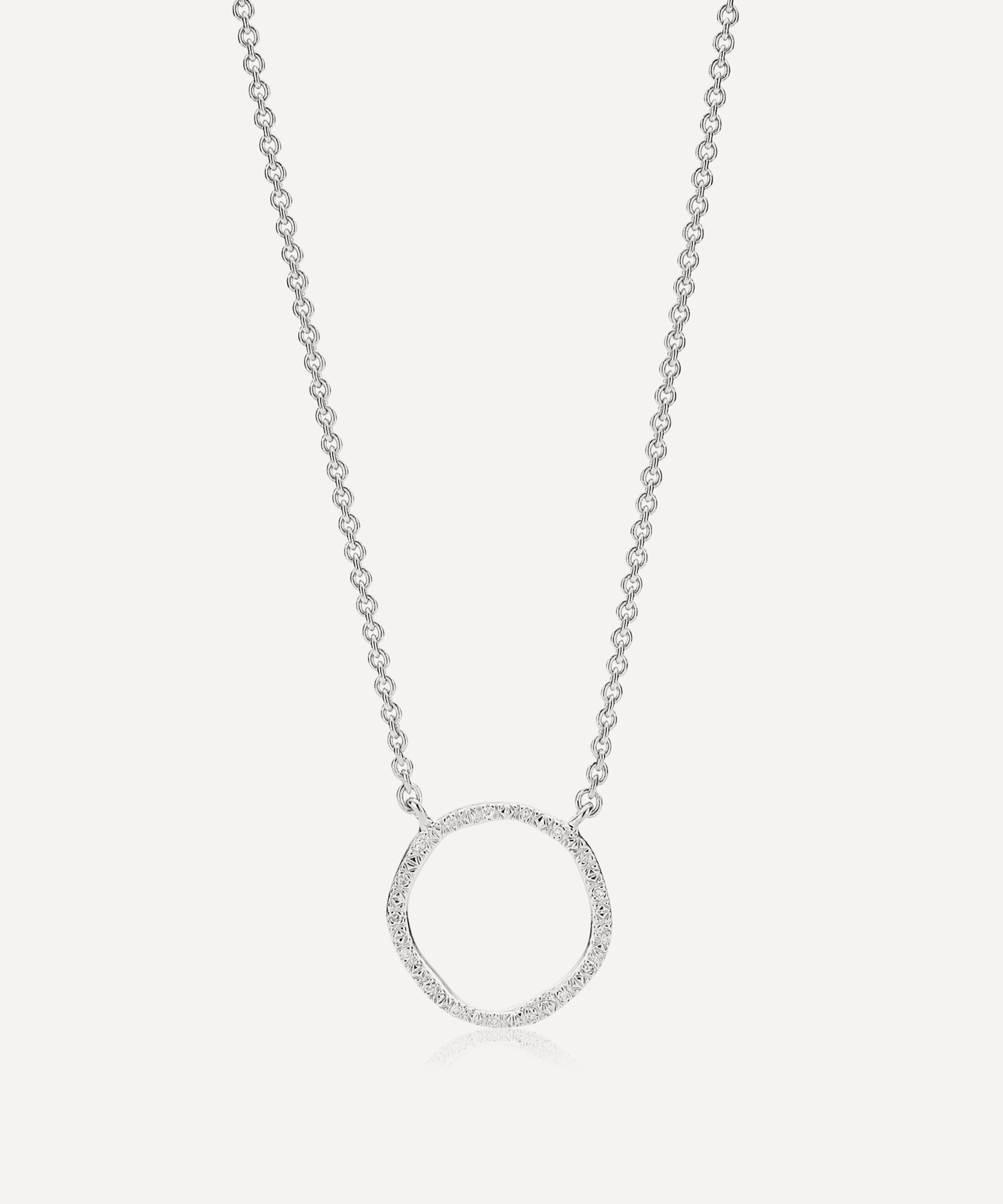 Monica Vinader - Silver Riva Diamond Circle Pendant Necklace image number 0