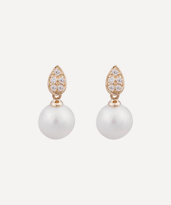 Kojis - Pavé Diamond and Pearl Drop Earrings image number null