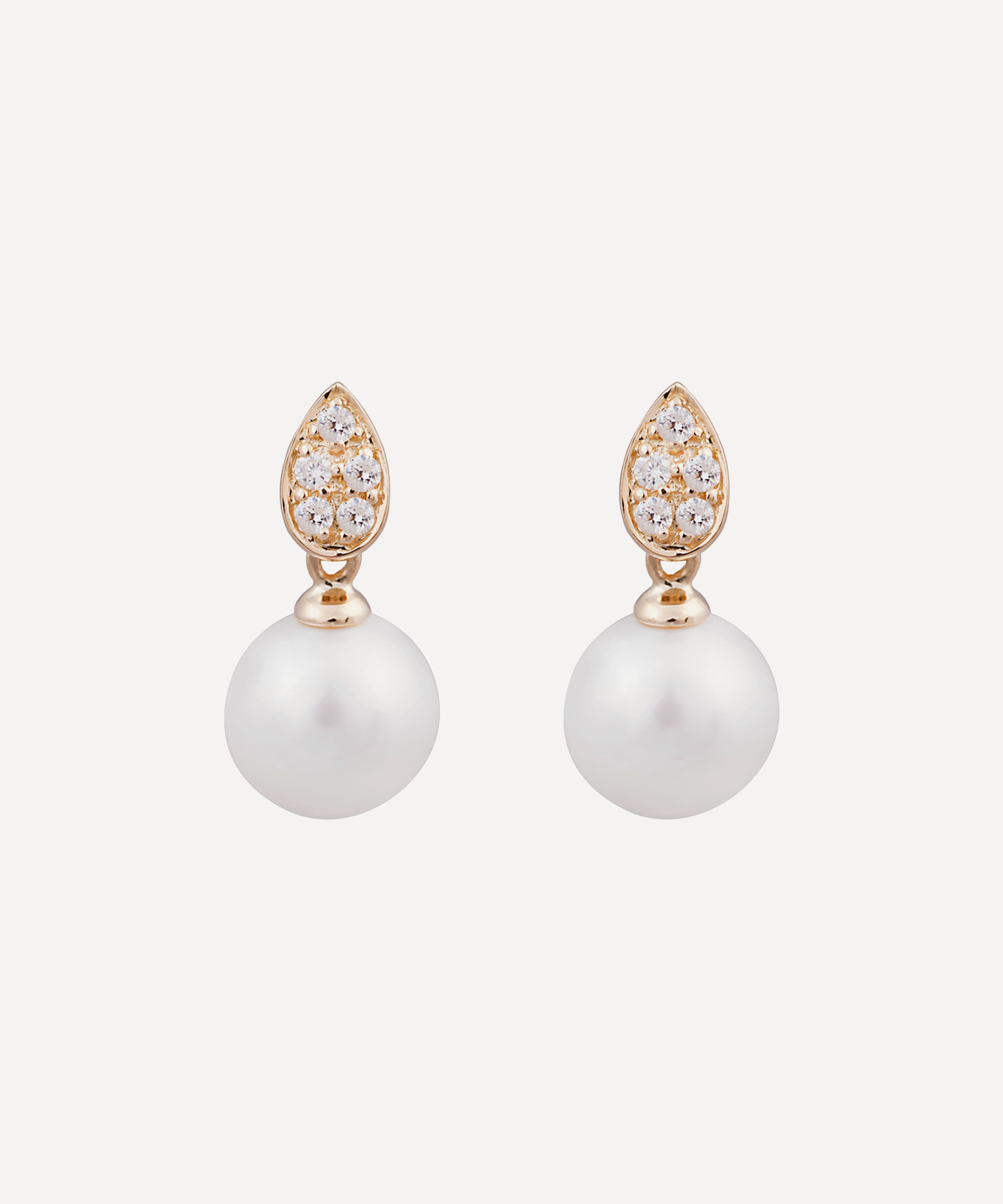 Kojis - Pavé Diamond and Pearl Drop Earrings image number 0