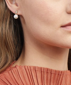 Kojis - Pavé Diamond and Pearl Drop Earrings image number 1