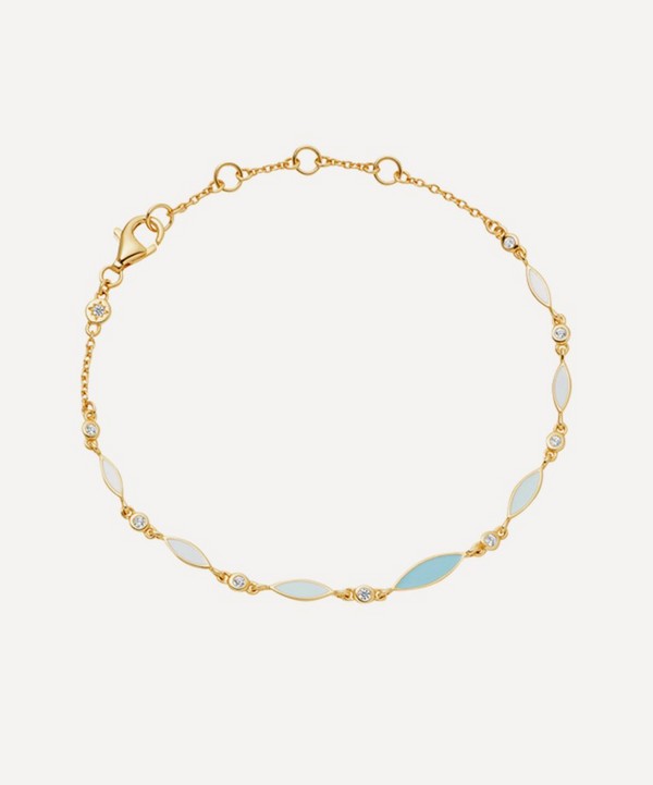 Astley Clarke - Gold Plated Vermeil Silver Paloma Petal White Sapphire and Enamel Bracelet image number null