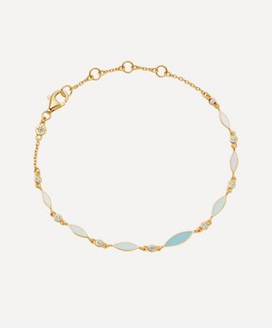 Astley Clarke - Gold Plated Vermeil Silver Paloma Petal White Sapphire and Enamel Bracelet image number 0