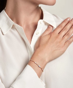 Astley Clarke - Gold Plated Vermeil Silver Paloma Petal White Sapphire and Enamel Bracelet image number 1