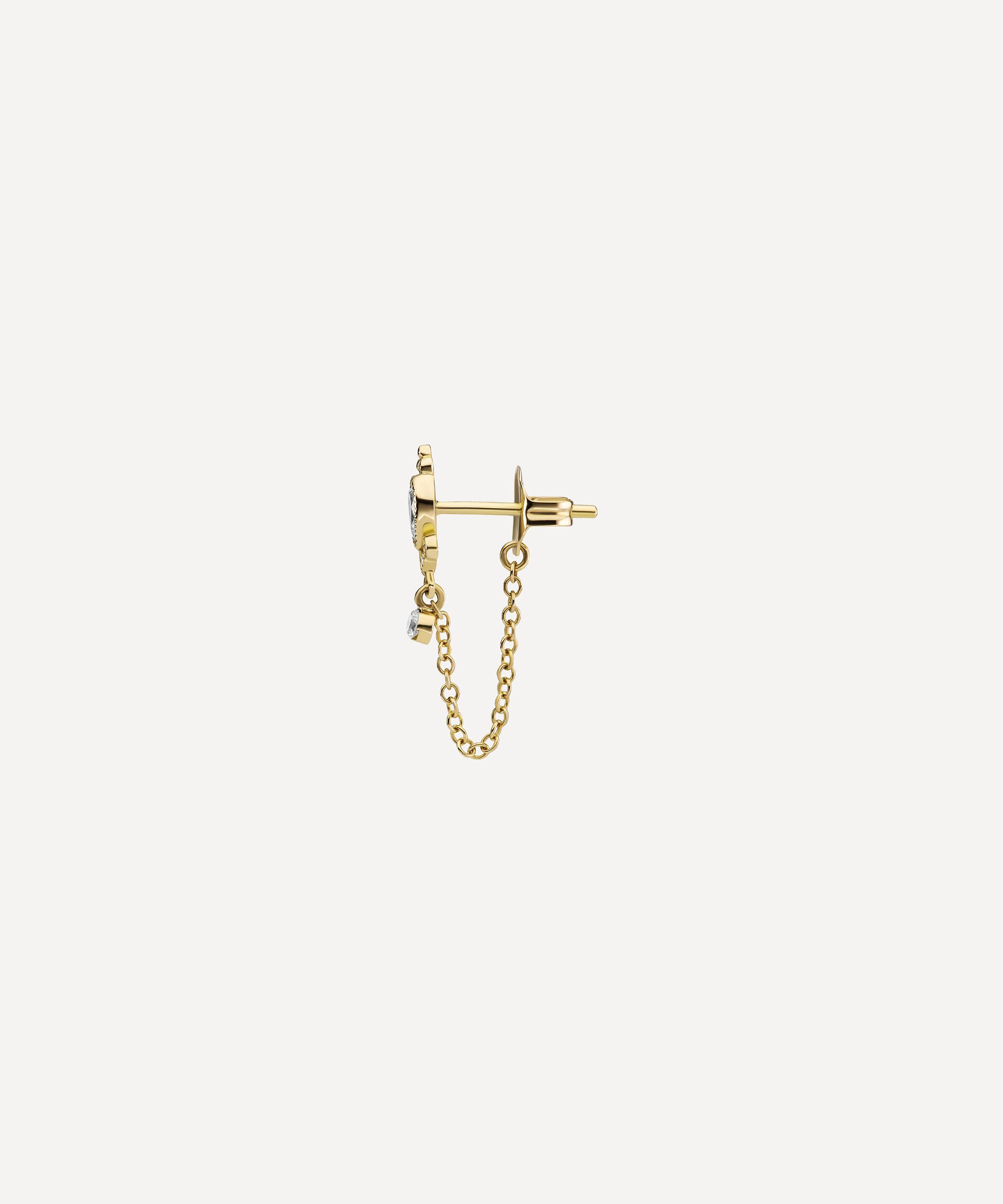 Maria Tash - 18ct 7.5mm Diamond Delia and Dangle 1 Chain Wrap Traditional Stud Earring image number 1
