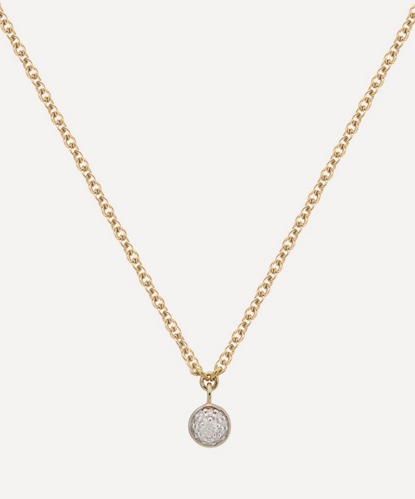 Monica Vinader - Gold Plated Vermeil Silver Fiji Tiny Diamond Button Single Drop Necklace image number null