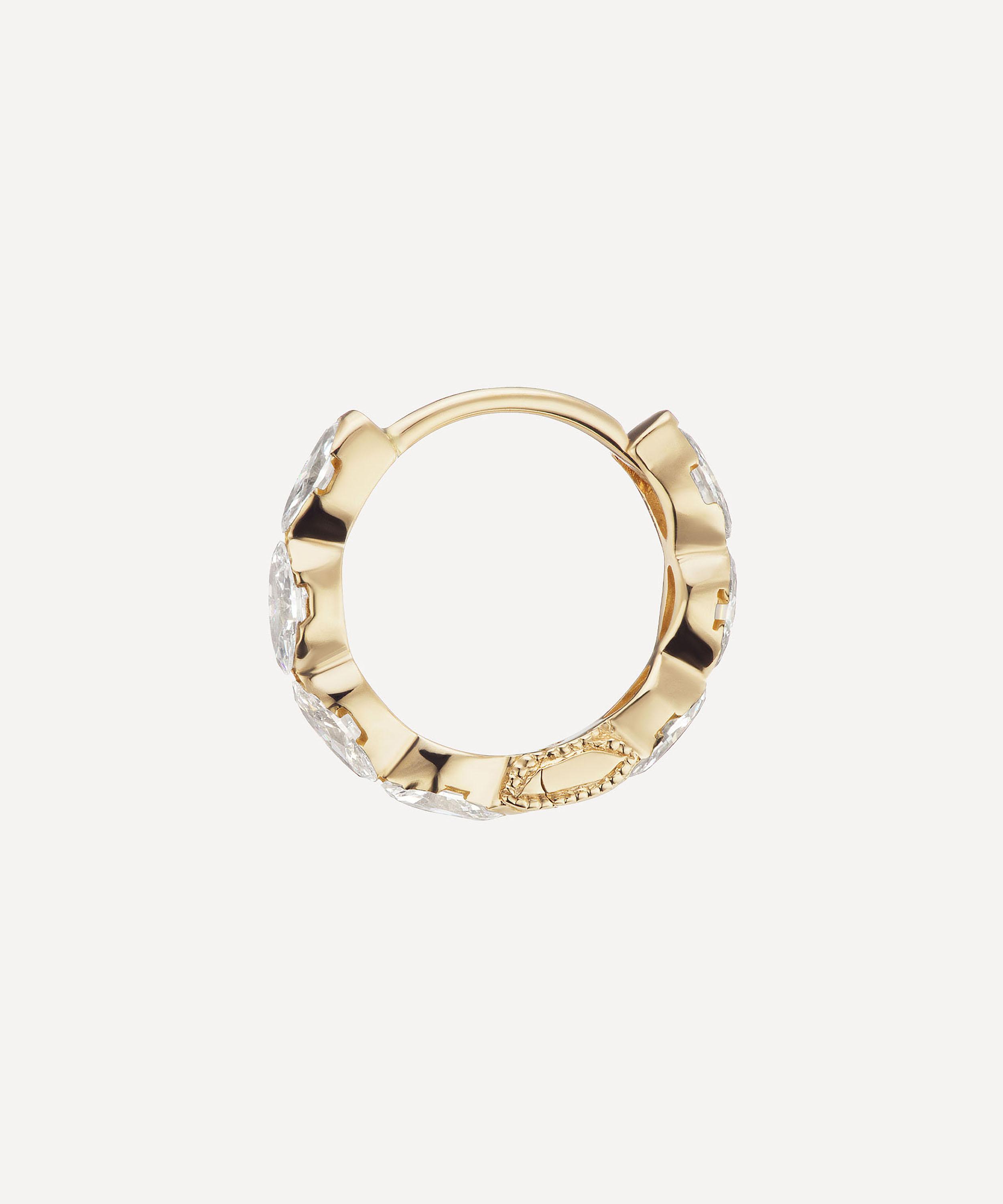 Maria Tash - 18ct 8mm Invisible Set Diamond Marquise Eternity Hoop Earring image number 2