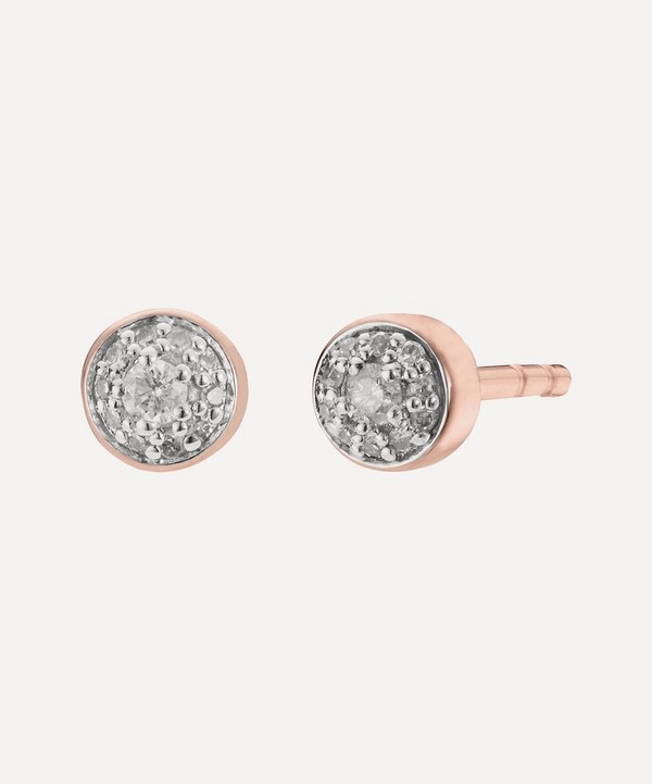 Monica Vinader - Rose Gold Plated Vermeil Silver Fiji Tiny Diamond Button Stud Earrings image number null