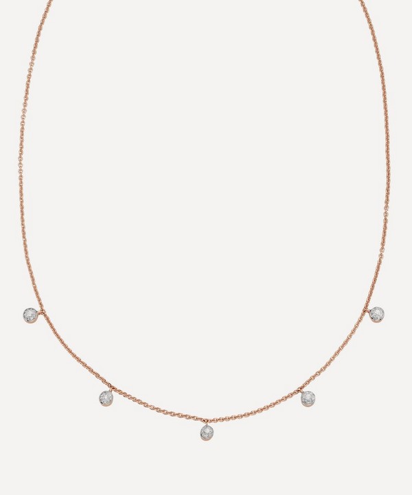 Monica Vinader - Rose Gold Plated Vermeil Silver Fiji Tiny Diamond Button Necklace image number null