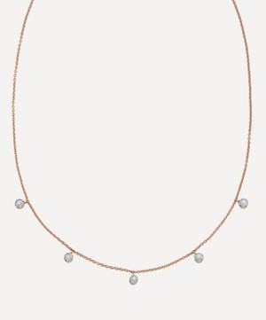 Monica Vinader - Rose Gold Plated Vermeil Silver Fiji Tiny Diamond Button Necklace image number 0