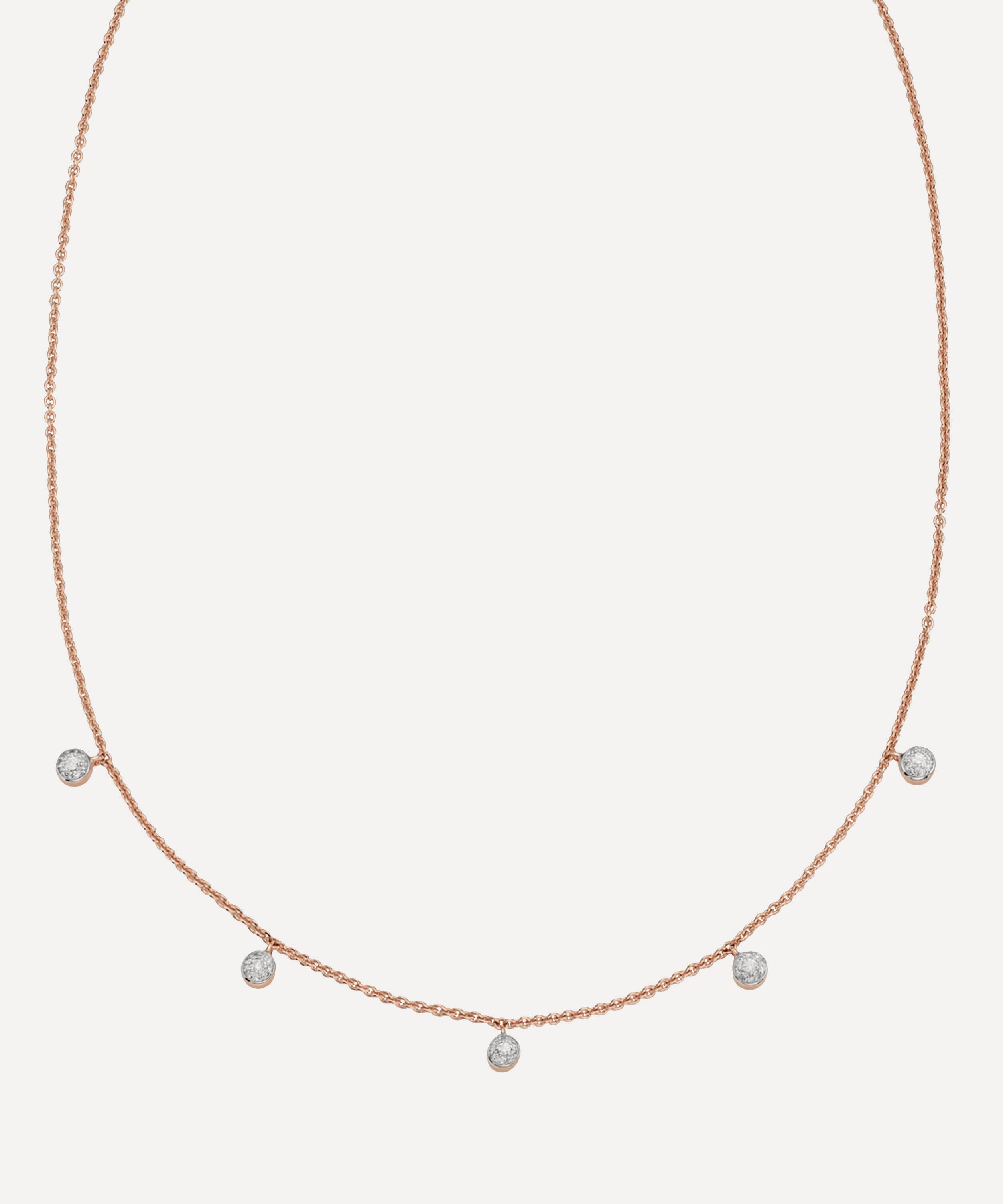 Monica Vinader - Rose Gold Plated Vermeil Silver Fiji Tiny Diamond Button Necklace image number 0