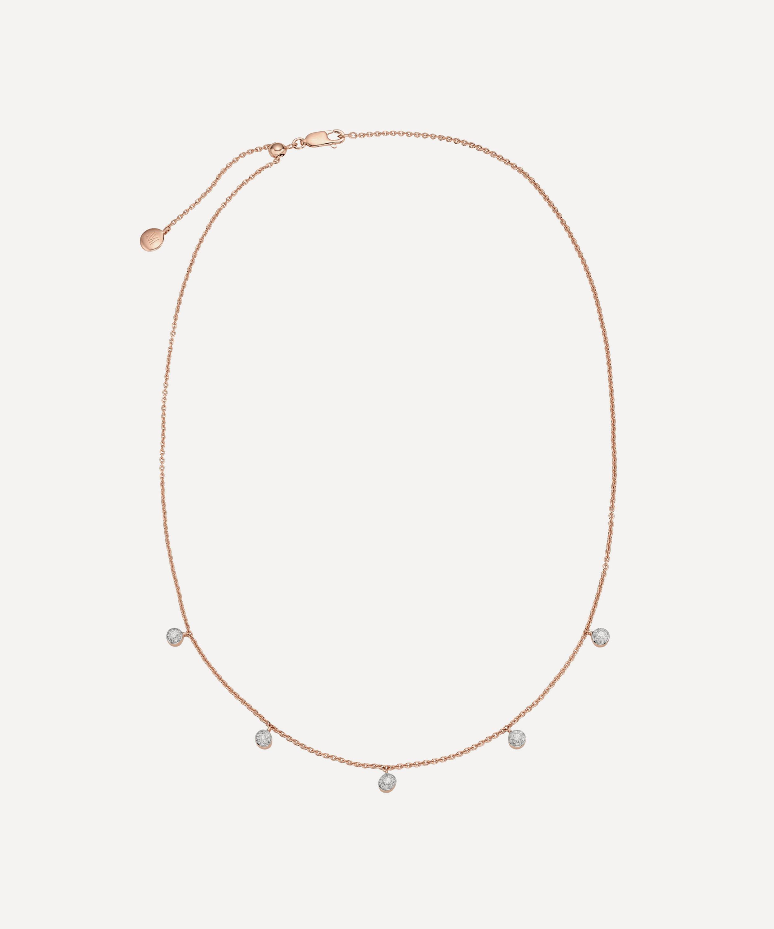 Monica Vinader - Rose Gold Plated Vermeil Silver Fiji Tiny Diamond Button Necklace image number 1