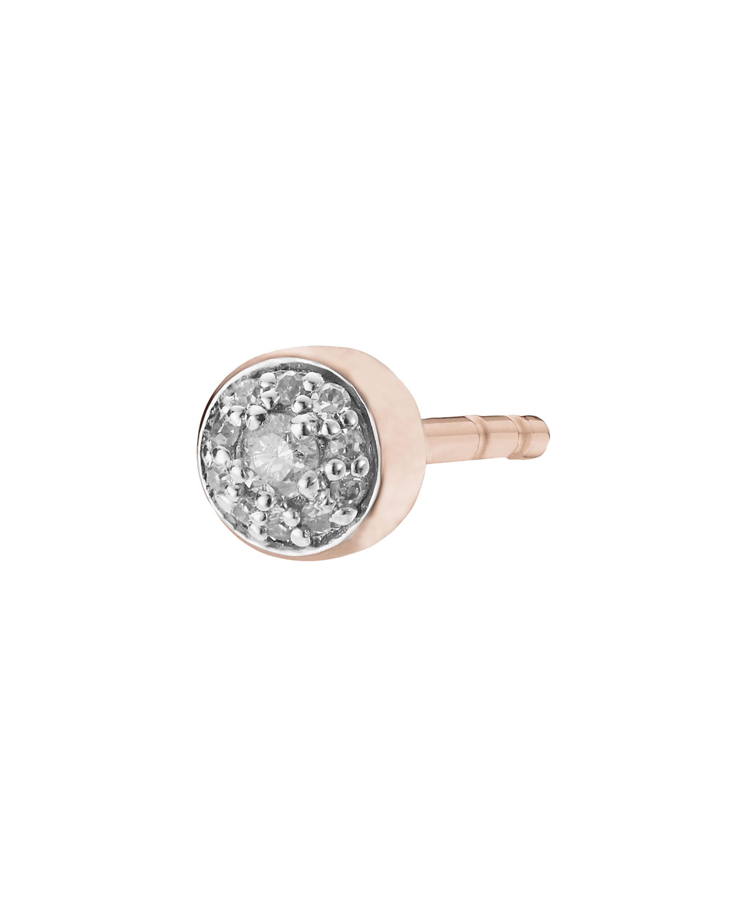 Monica Vinader - Rose Gold Plated Vermeil Silver Fiji Tiny Diamond Button Stud Earrings image number 0