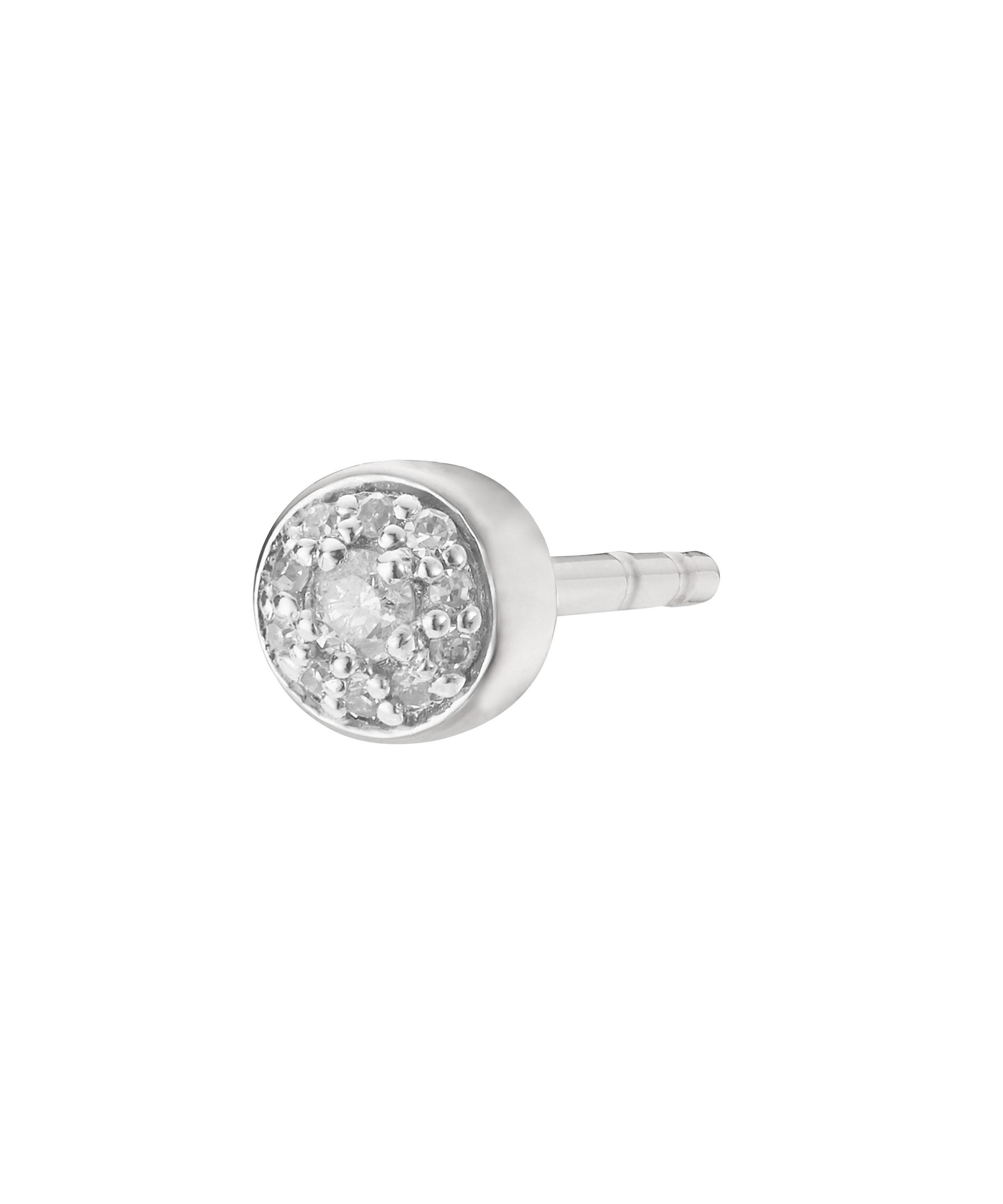 Monica Vinader - Silver Fiji Tiny Diamond Button Single Stud Earring image number 0