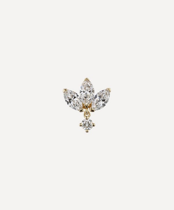 Maria Tash - 18ct 6mm Invisible Diamond Lotus with Dangle Threaded Stud Earring image number null