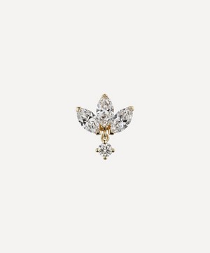 Maria Tash - 18ct 6mm Invisible Diamond Lotus with Dangle Threaded Stud Earring image number 0