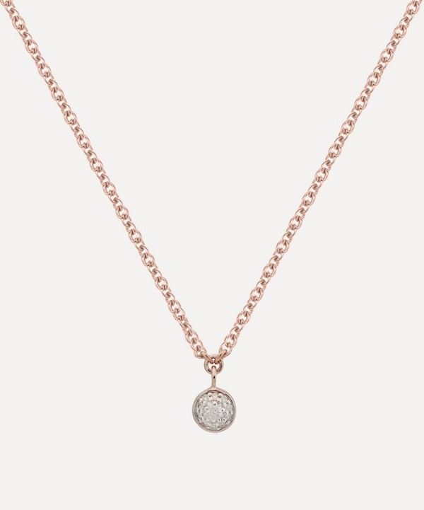Monica Vinader - Rose Gold Plated Vermeil Silver Fiji Tiny Diamond Button Single Drop Necklace image number null