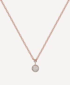Monica Vinader - Rose Gold Plated Vermeil Silver Fiji Tiny Diamond Button Single Drop Necklace image number 0