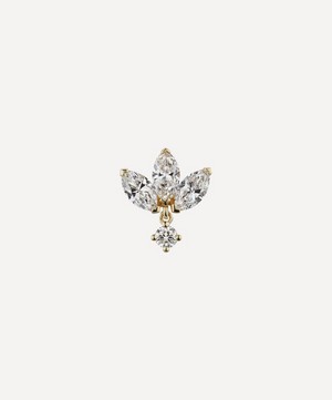 Maria Tash - 18ct 6mm Diamond Engraved Lotus with Dangle Threaded Stud Earring image number 0