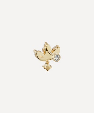 Maria Tash - 18ct 6mm Diamond Engraved Lotus with Dangle Threaded Stud Earring image number 2