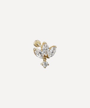 Maria Tash - 18ct 6mm Diamond Engraved Lotus with Dangle Threaded Stud Earring image number 3