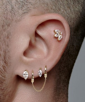 Maria Tash - 18ct 6mm Diamond Engraved Lotus Threaded Stud Earring image number 1