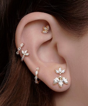 Maria Tash - 18ct 6mm Diamond Engraved Lotus Threaded Stud Earring image number 2