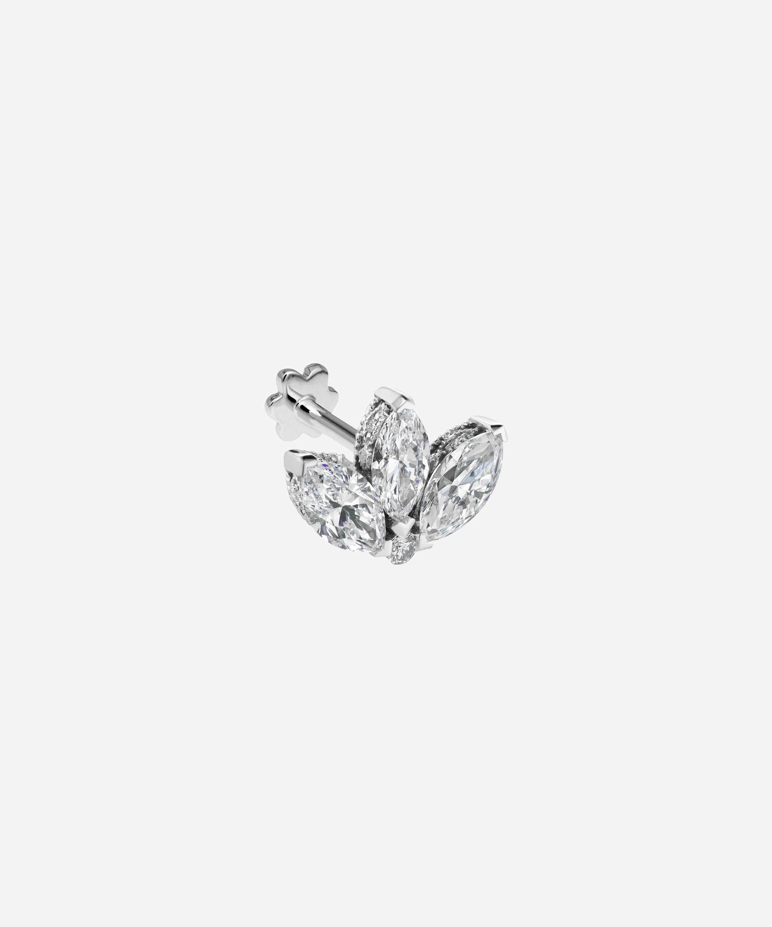 Maria Tash - 18ct 6mm Diamond Engraved Lotus Threaded Stud Earring image number 0